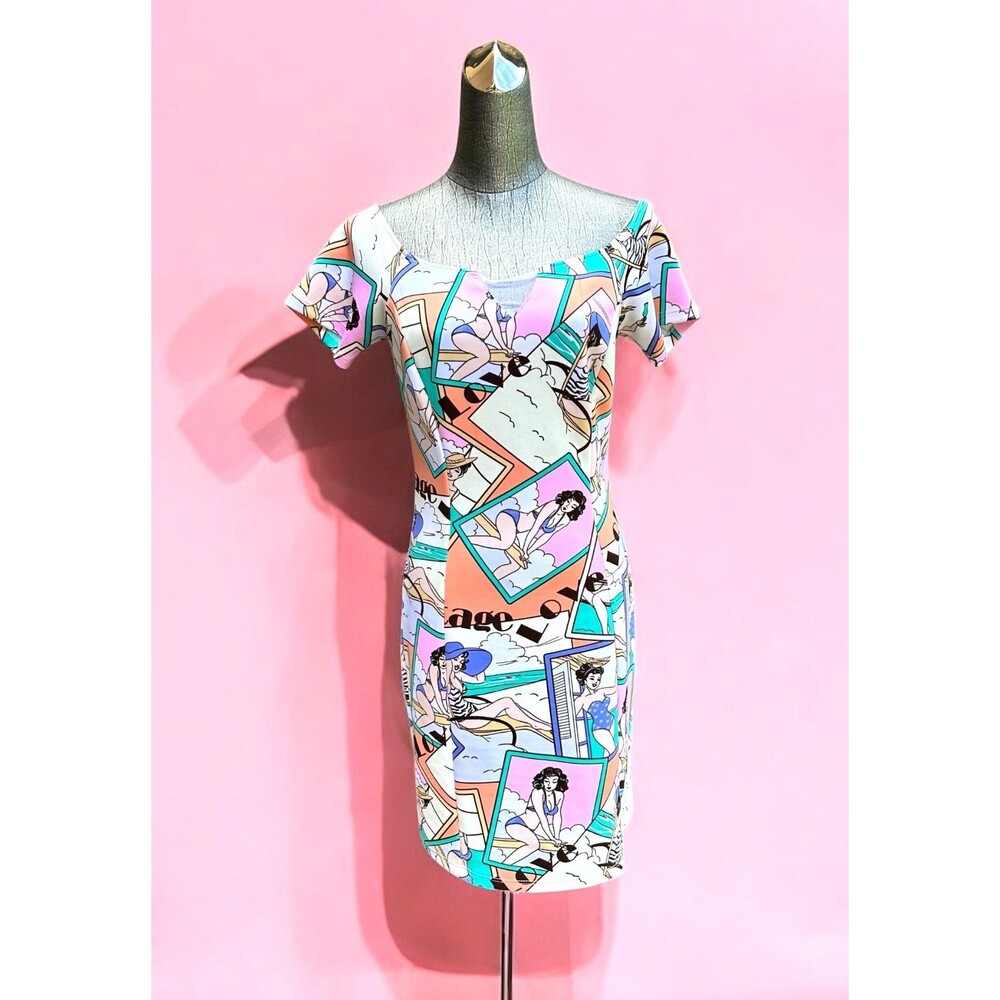Vintage Joyce Vintage Love Comic Strip Retro Dress Large